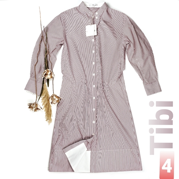 Tibi Dresses & Skirts - NEW  Tibi Red White Stripe Shirt Dess Sz 4